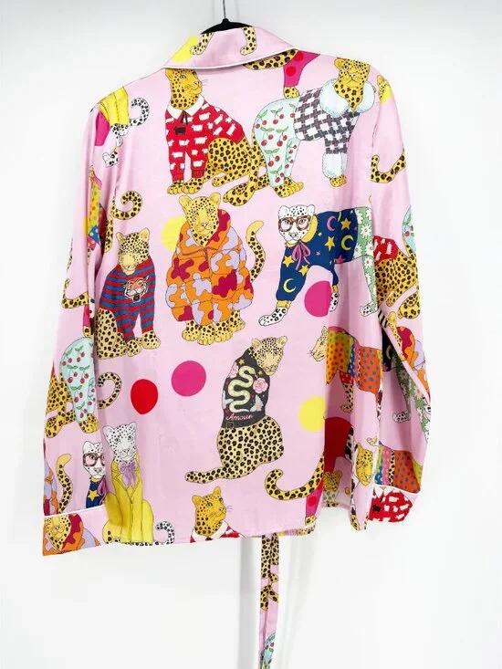 Karen Mabon Long-Sleeve Leopards Can't Change Their Spots Pajama Set - Picture 3 of 14